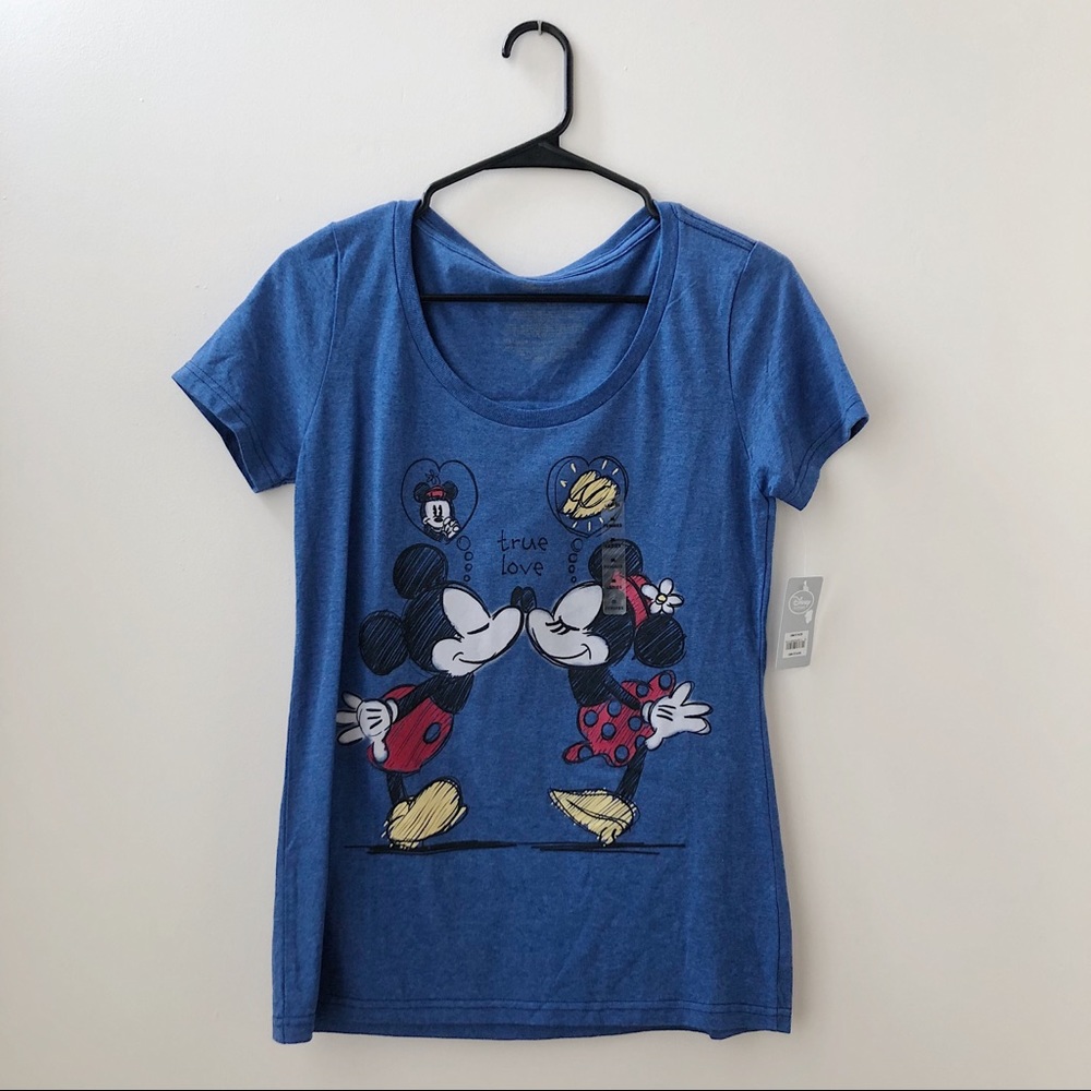 Disney - Blue Mickey & Minnie Mouse "True Love" Kissing T-shirt